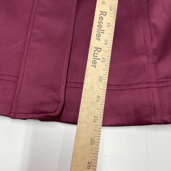 St. John Jacket Womens Medium Purple Rain Zip Cowl Neck Drawstring Satiny Snap - Picture 6 of 8